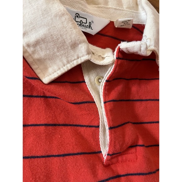 Vintage 80s 90s Woolrich Rugby Polo Striped Red Shirt Size XL Fits Like A Large - Picture 3 of 8